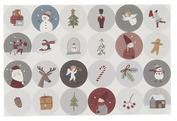Blatt mit 24 Weihnachtsaufkleber