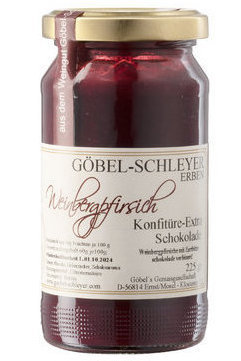 Nr. 6013- Weinbergpfirsich-Konfitüre mit dunkler Schokolade 225 g